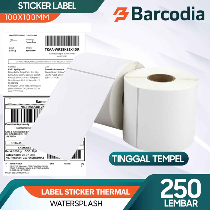 

Barcodia Label Stiker Thermal 100x100 mm Roll 250pcs