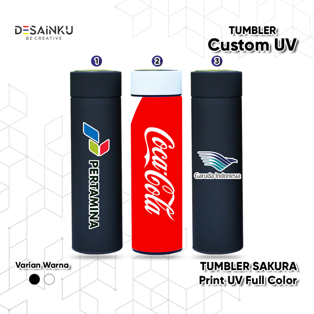 Custom Tumbler Sakura Termos Print UV -  Botol Minum Termurah Edisi Logo Brand / Brand Logo Edition