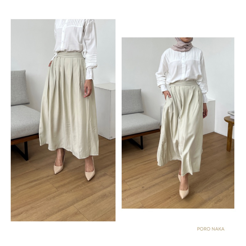 PORO NAKA - KURO Skirt | Rok Maxi Panjang Katun Motif Salur