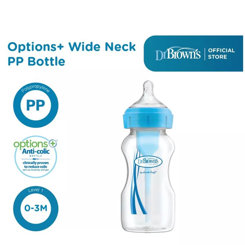 Dr. Brown’s 9oz / 270ml PP Wideneck Option+ Baby Bottle Isi 1 / Botol susu Dr Browns