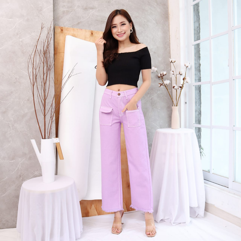 Celana Jeans Boyfriend Wanita Kantong Depan Pouch Soraya Rawis