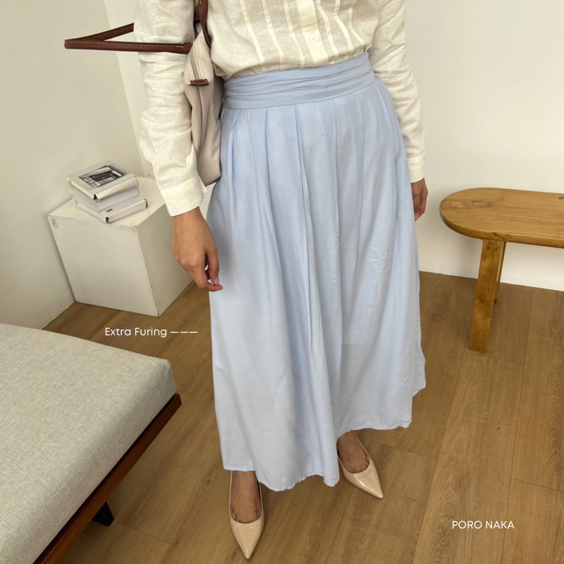 PORO NAKA - KURO Skirt | Rok Maxi Panjang Katun Motif Salur