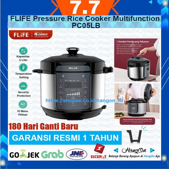 FLIFE PC05LB Pressure Rice Cooker Multifunction Electrik 5 Liter Panci Presto 7 Level Tekanan 10 Pilihan Menu Praktis