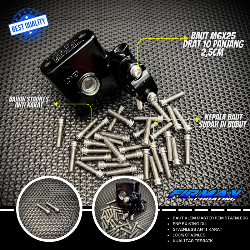 BAUT CUSTOM PROBOLT KLEM MASTER REM KOPLING  RX KING DLL M6x25 STAINLESS ANTI KARAT