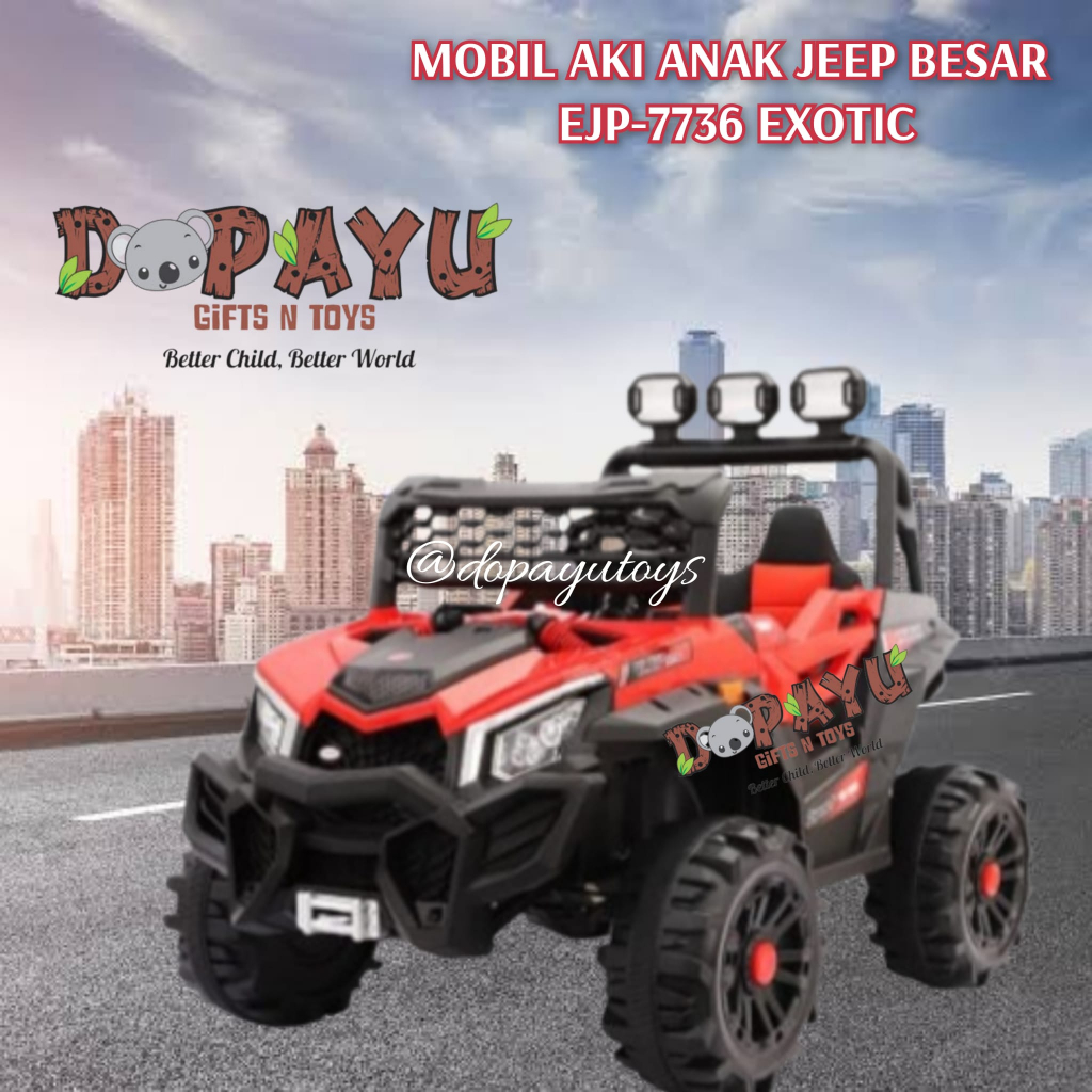 MAINAN MOBIL AKI ANAK EJP7736 JEEP BESAR EJP-7736 EXOTIC JOK KULIT