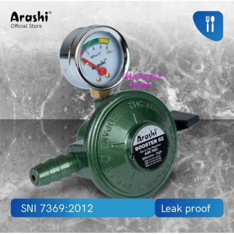 Arashi Regulator LPG tekanan rendah + meter Genesis 02