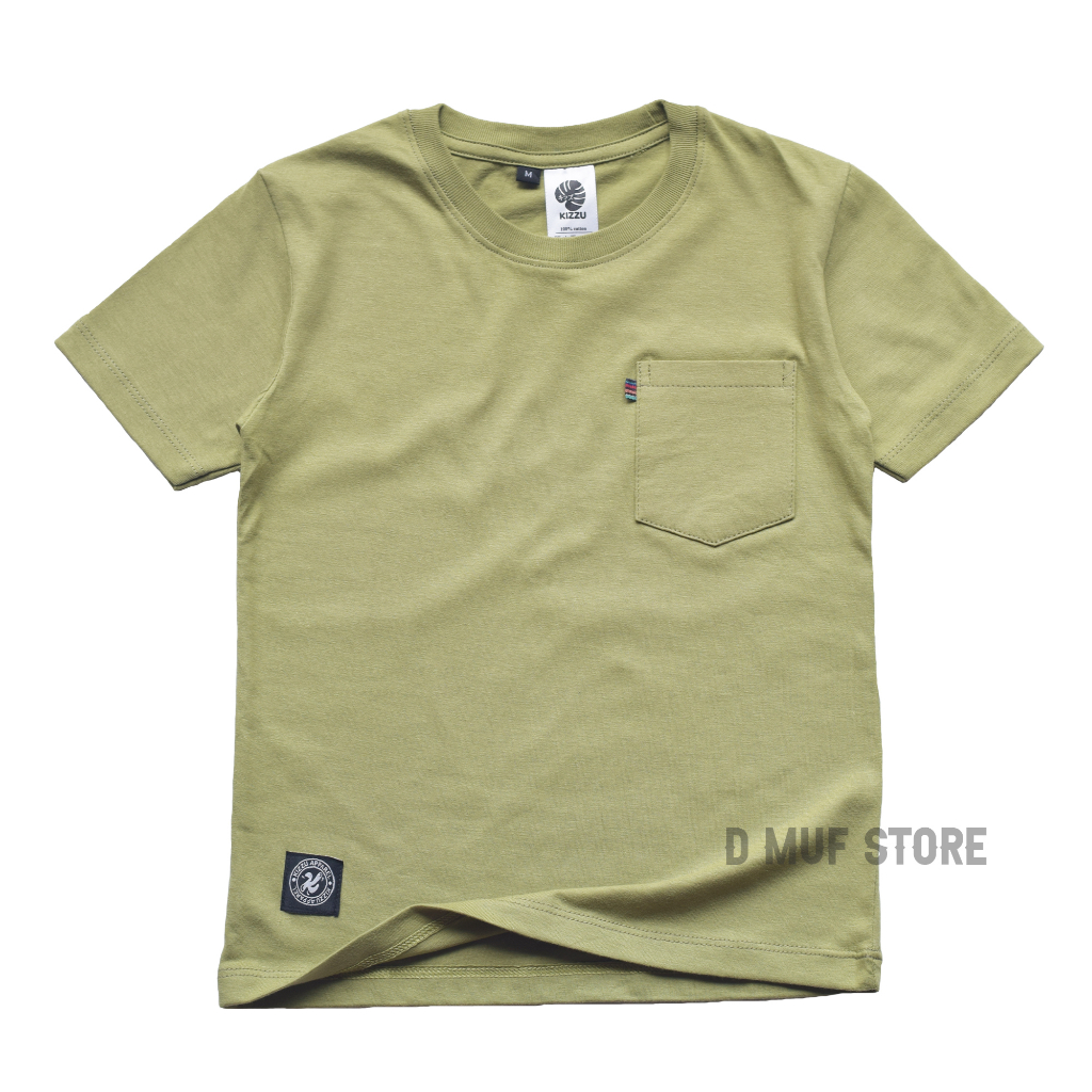 Kizzu Kaos Anak Pocket Premium Cotton 30s Usia 1-12 Tahun Basic Pocket dmufstore