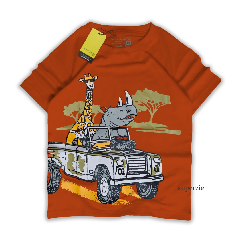 Kaos anak laki laki Karakter Kartun Animals Binatang Kaos Anak Bandung Motif JEEP ANIMAL MERBATA Abadigrosir