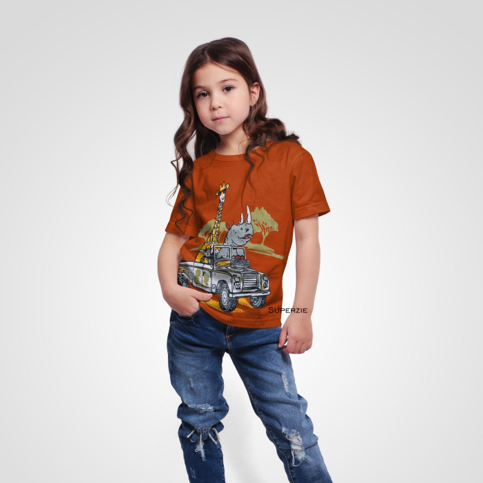 Kaos anak laki laki Karakter Kartun Animals Binatang Kaos Anak Bandung Motif JEEP ANIMAL MERBATA Abadigrosir