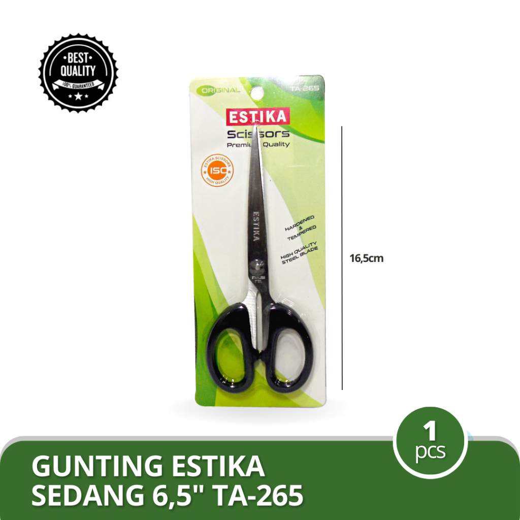 

ESTIKA Gunting Stainless Pemotong Kertas Kain Sedang 6,5" TA 265