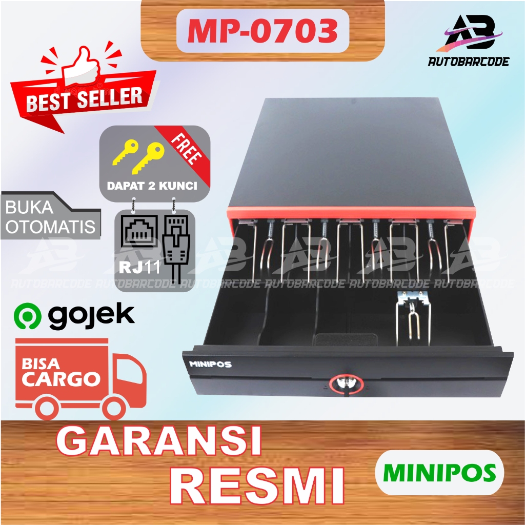 Cash Drawer Mini Minipos C0703 Laci Uang Kasir Support RJ 11 - C 0703 / C-0703 Box Kotak Uang