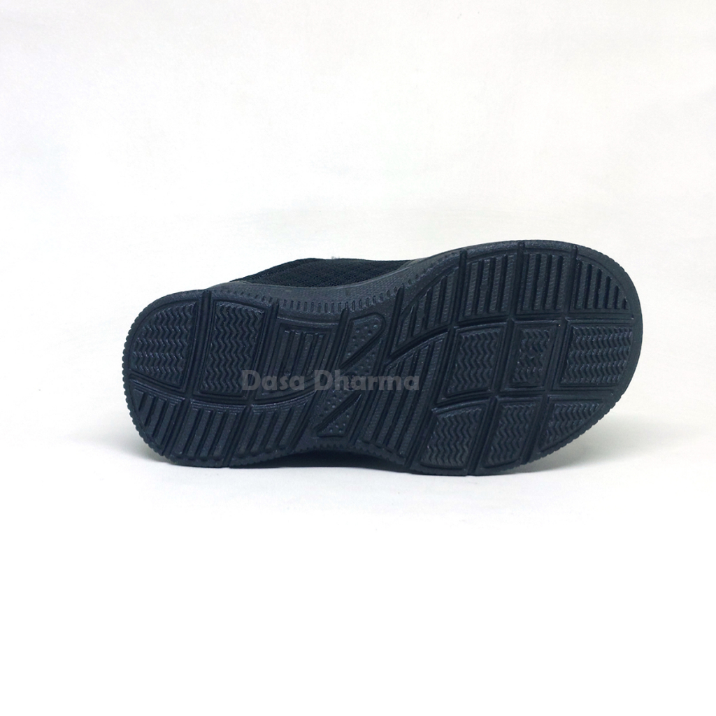 Sepatu Runner Anak Prepet Sekolah TK SD Perekat Hitam Polos Size 29 -32