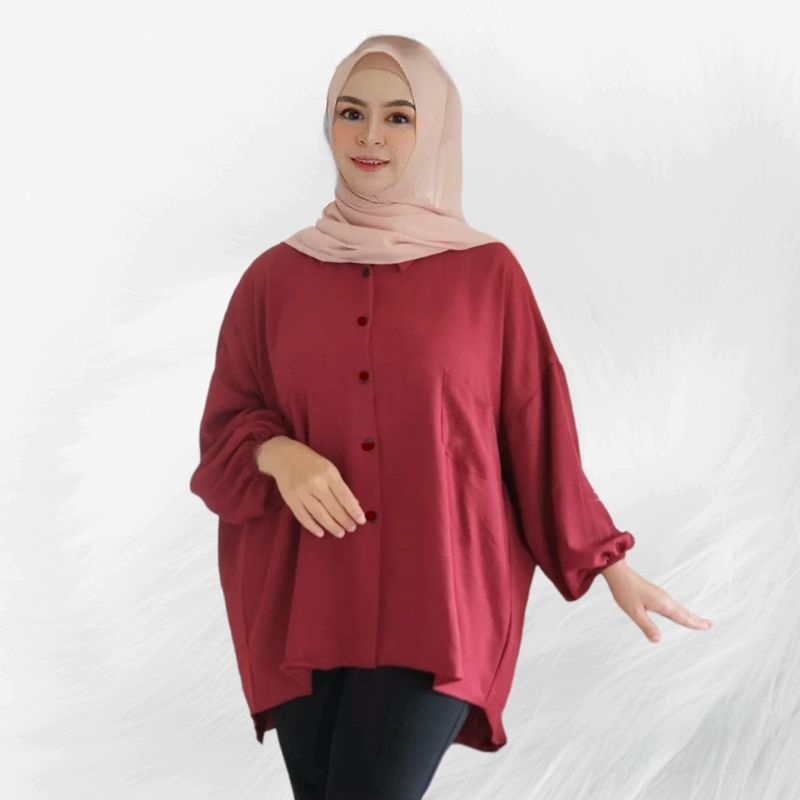 Kemeja Diva Blouse Jumbo Blouse Wanita Atasan Wanita Atasan Oversize Cringkle Rayon Atasan Hijab Blouse Muslimah Pakaian Wanita Fashion Trend Busui&amp;Friendly Cod