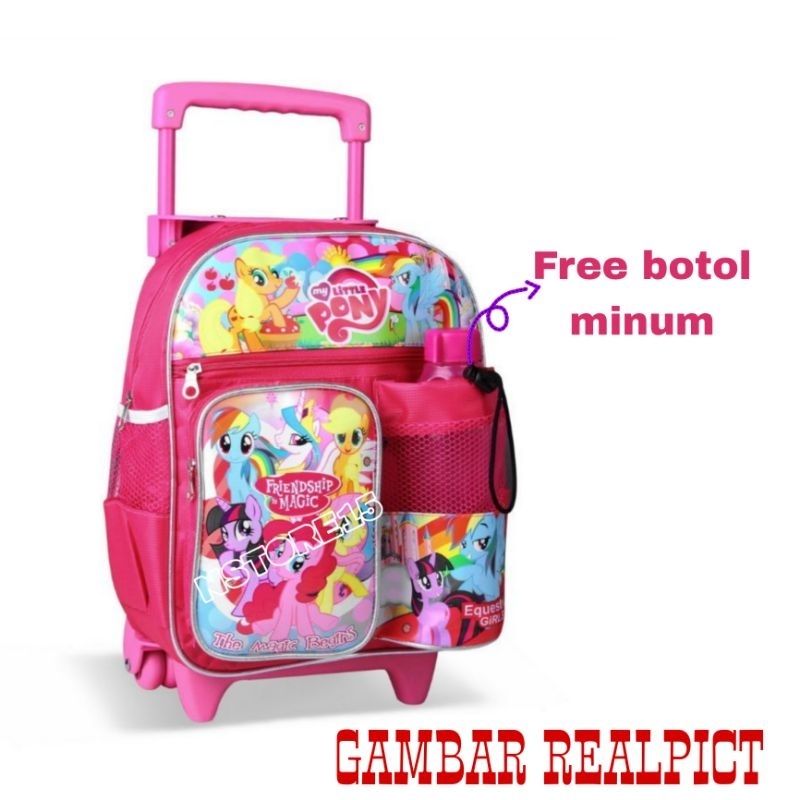 ✅️ COD TAS TROLI ANAK KUDA PONY RANSEL TROLY ANAK PEREMPUAN FREE BOTOL MINUM KARAKTER LUCU DAN TERBARU