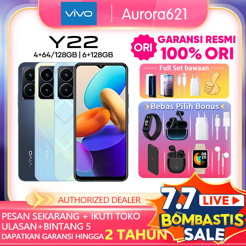 Vivo Y22 Vivo Y27 5G Vivo Y16 RAM 4/6 ROM 128GB GARANSI RESMI Handphone vivo hp vivo y21 terbaru COD VIVO Y02t
