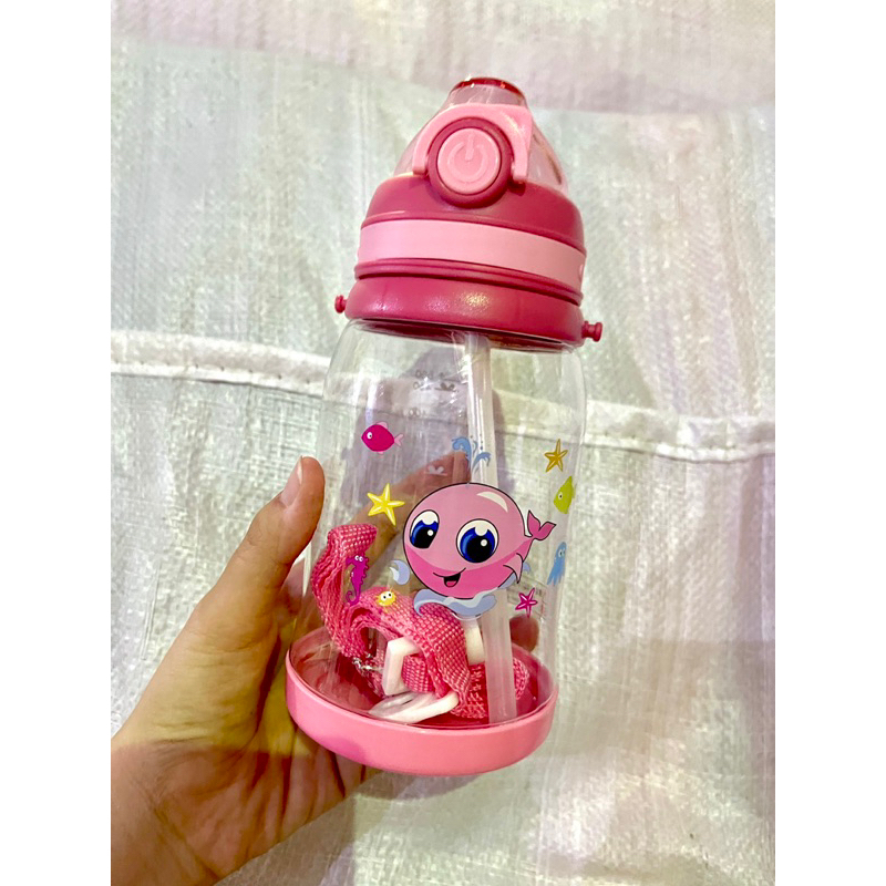 2667 BOTOL MINUM KARAKTER DOLPHIN - BOTOL MINUM ANAK LUCU IMUT KARAKTER BINATANG LAUT 550ML- TEMPAT MINUM SEKOLAH DENGAN TALI TENTENG FREE SEDOTAN