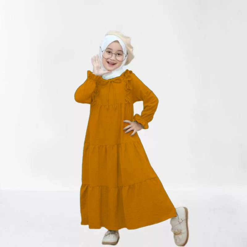 Pakaian Baju Gamis Anak Syar,i Kids Model Terbaru Gamis Crinkcle 1 - 9 Tahun