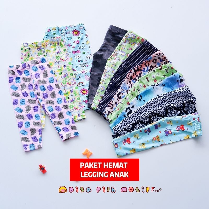 Celana Legging Anak Perempuan Motif 3 Bulan Sampai 14 Tahun Paket Hemat