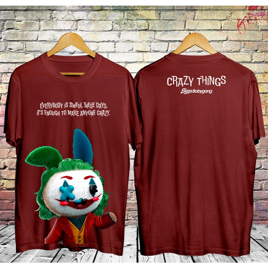 Kaos murah Kaos distro murah baju  distro pria t-shirt murah combed30s SZ kelinci joker maroon