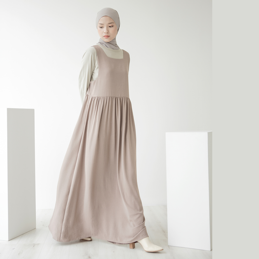 Ayaksa by Aska Label - Inner dress wanita sleeveless gamis wanita panjang bahan crinkle ironless details kerut