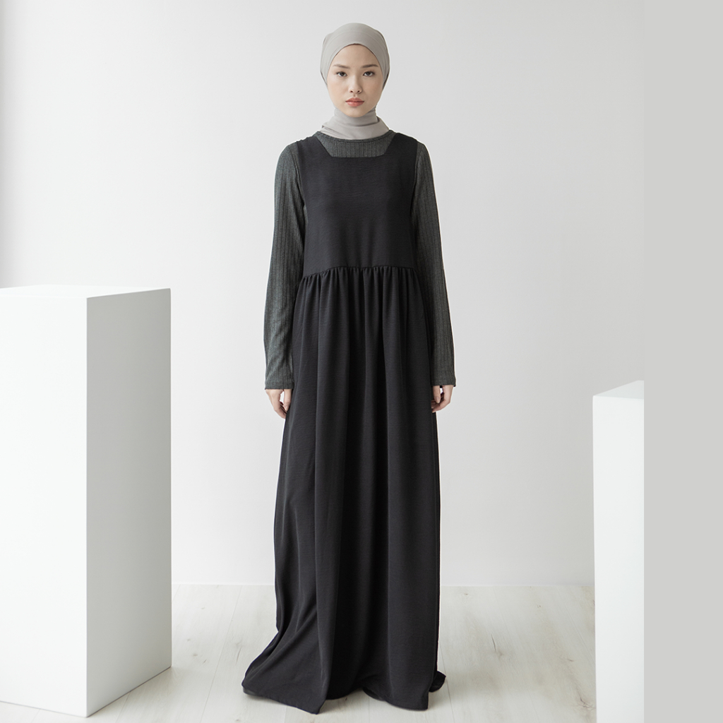 Ayaksa by Aska Label - Inner dress wanita sleeveless gamis wanita panjang bahan crinkle ironless details kerut