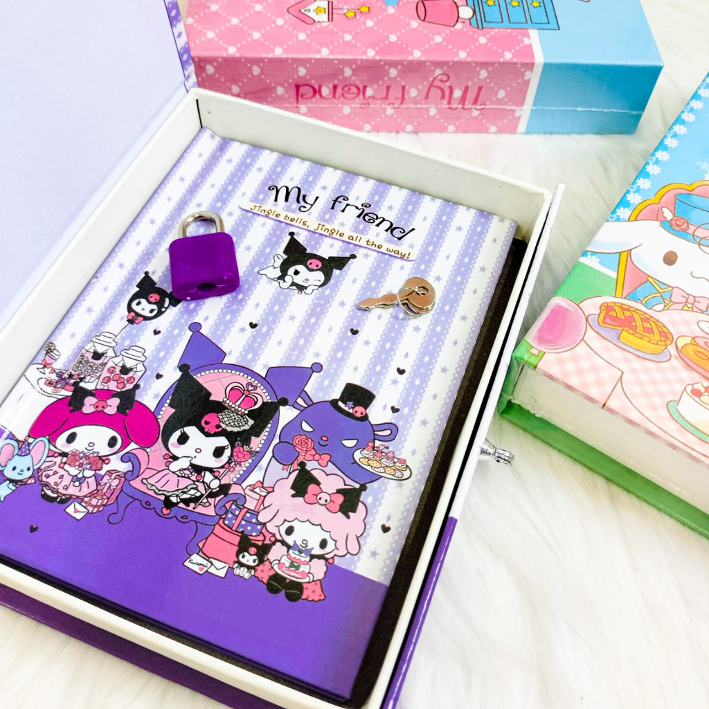 BUKU GEMBOK SANRIO A6 DIARY PADLOCK BUKU LUCU SOUVERNIR TERMURAH BAGUS LUCU IMUT KEKINIAN