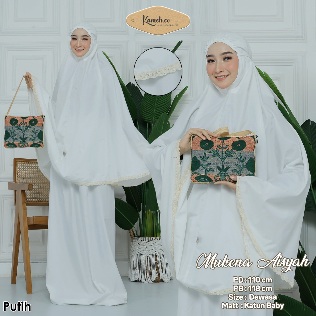 Mukena Katun Baby Putih + Sajadah Terlaris