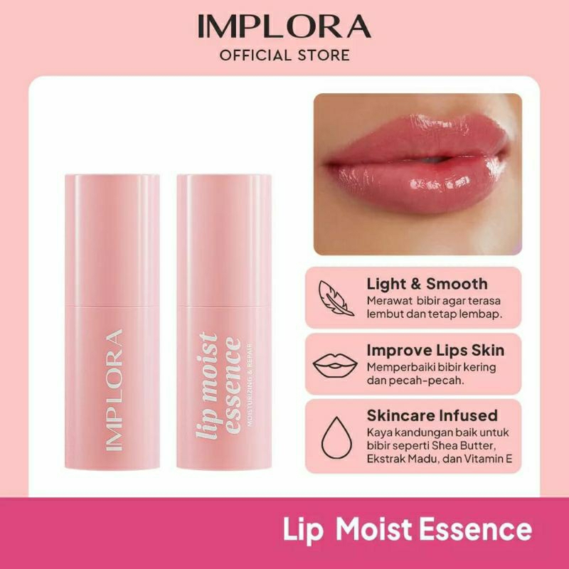 IMPLORA Lip Moist Essence - Lip Moist Serum Pelembab bibir Bibir Gelap Bibir Pecah-pecah