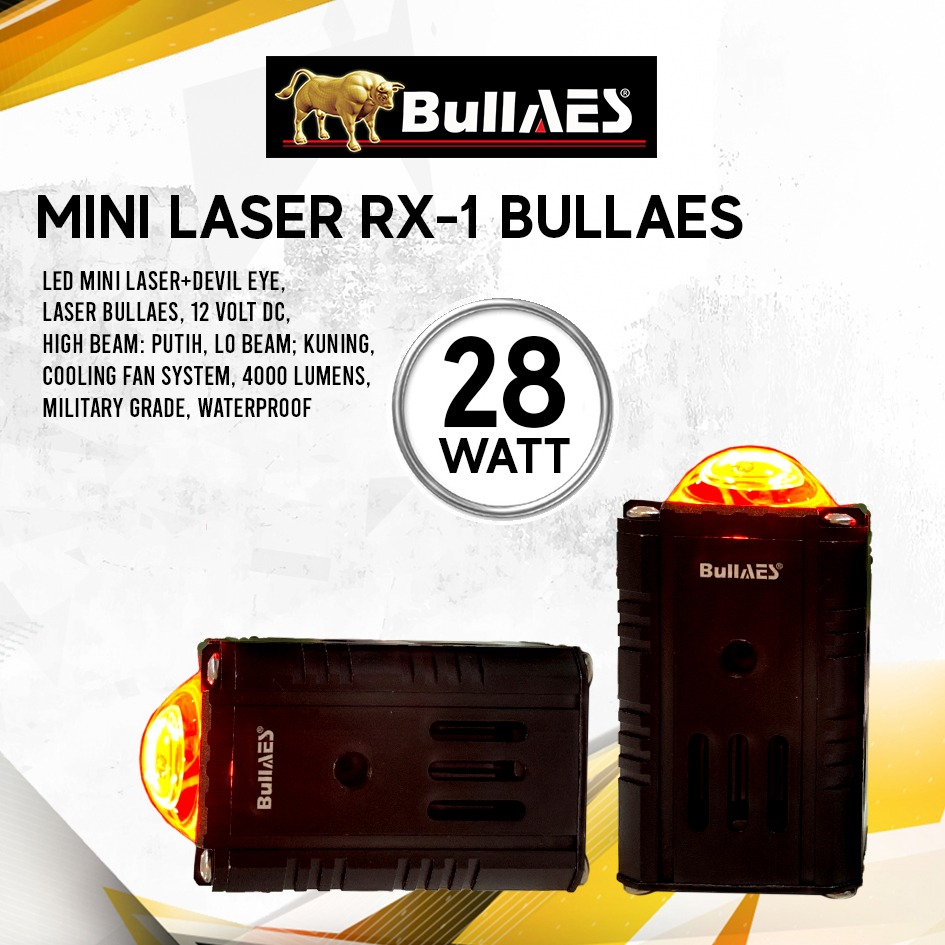 Mini Laser Bullaes RX-1 28 Watt Led High Beam Putih Low Beam Kuning Waterproof MOBIL / MOTOR