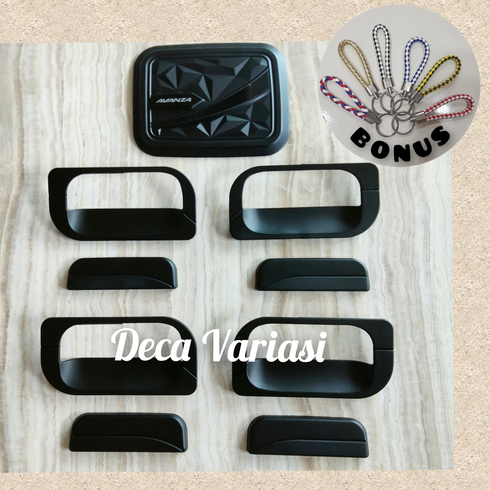 Paket Outer Cover Handle Pegangan Pintu Tank Cover Toyota Avanza Lama 2005 - 2010 Hitam Diamond Luxu