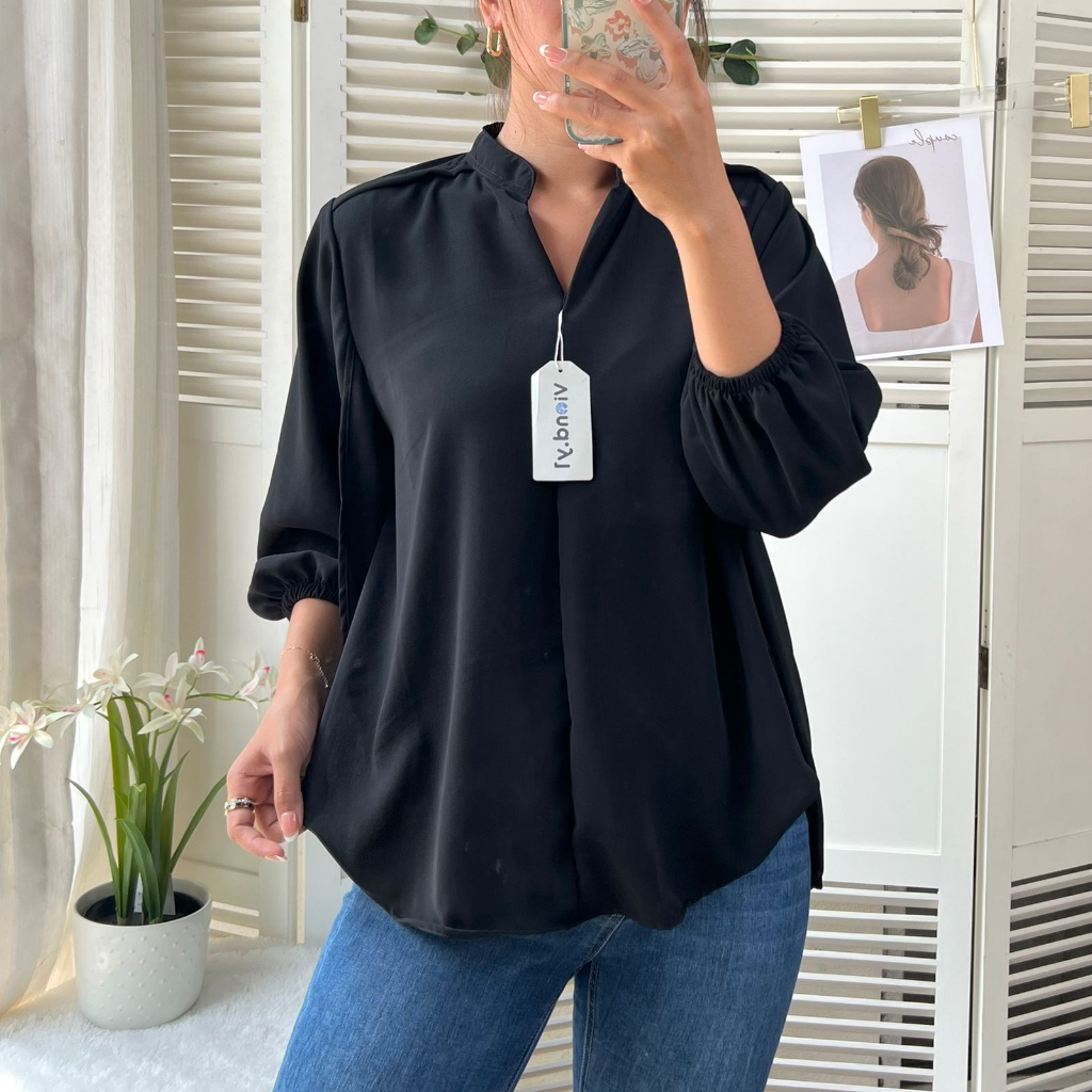 Kemeja Wanita Polos / Atasan Cewek Blouse Korea Oversize 123