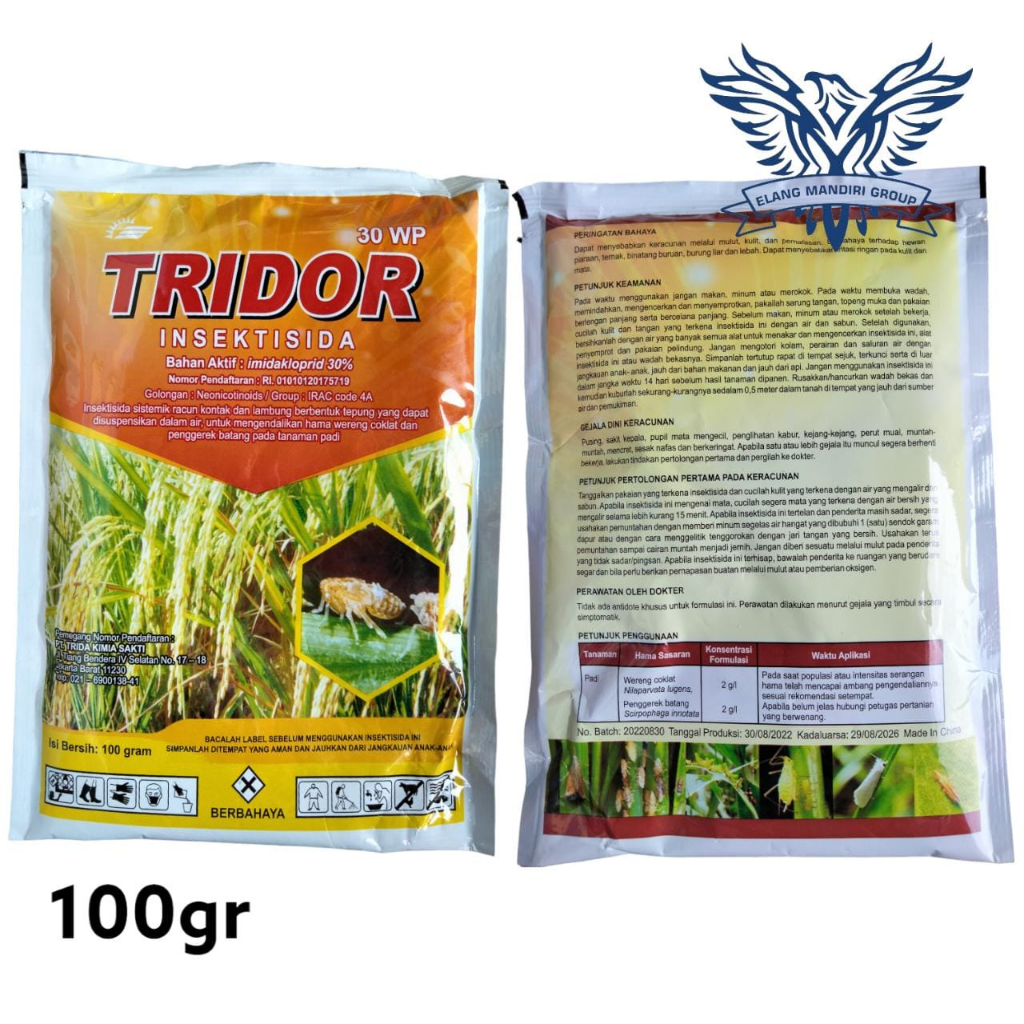 TRIDOR 30WP 100gr Insektisida Imidakloprid 30% Mengegendalikan Hama Wereng Coklat Dan Penggerek Batang pada Tanaman Trida Kimia Sakti Avidor