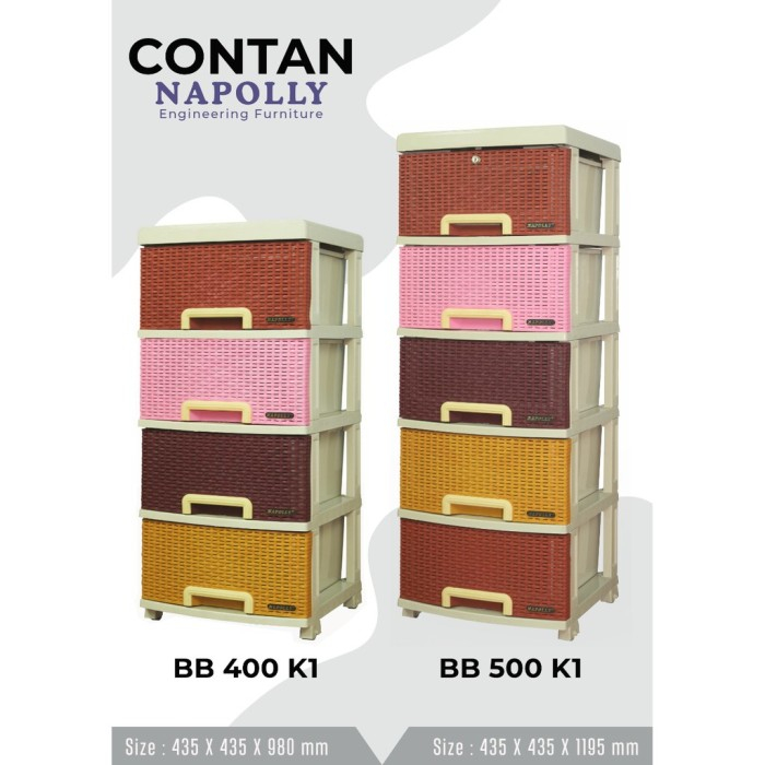 Lemari PLastik Laci Napolly CONTAN BB 400 K1, BB 500 K1 DRAWER NAPOLLY