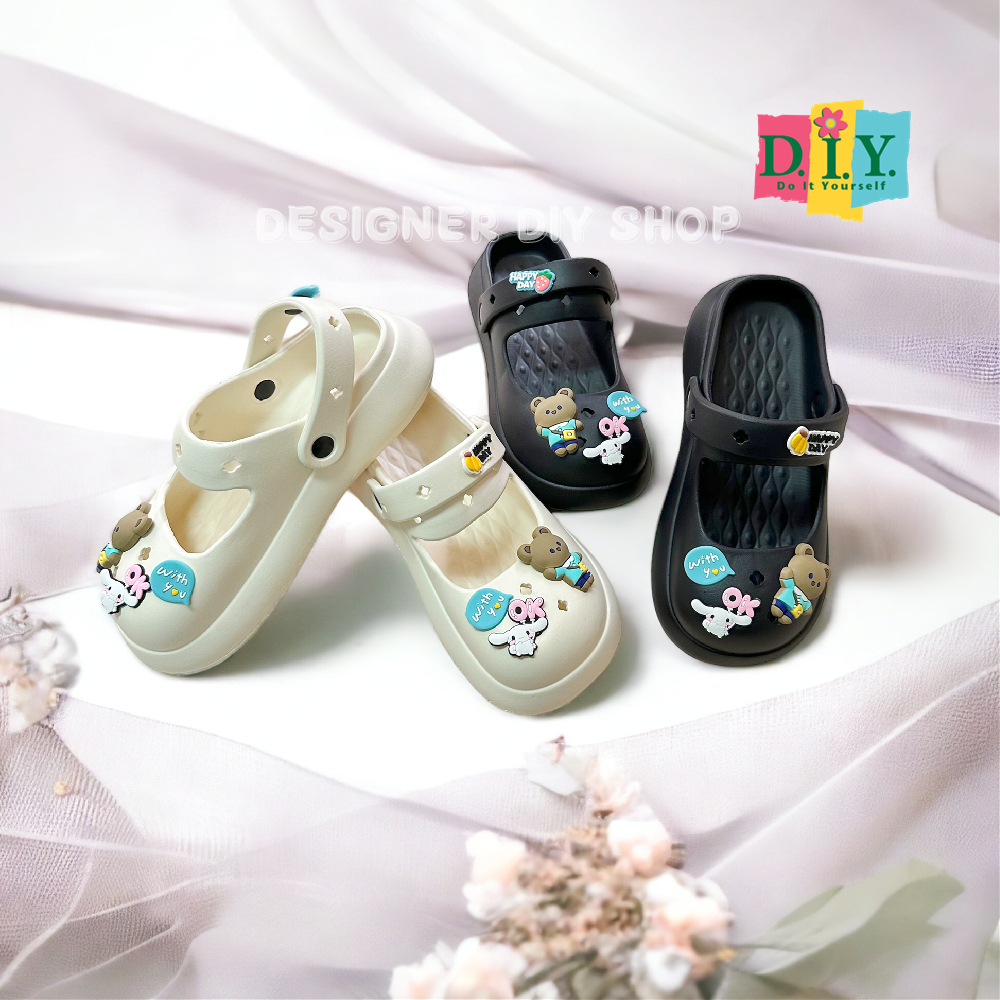 Sepatu Sendal Wanita Wedges Sandal Slop Baim Jelly Mary Jane