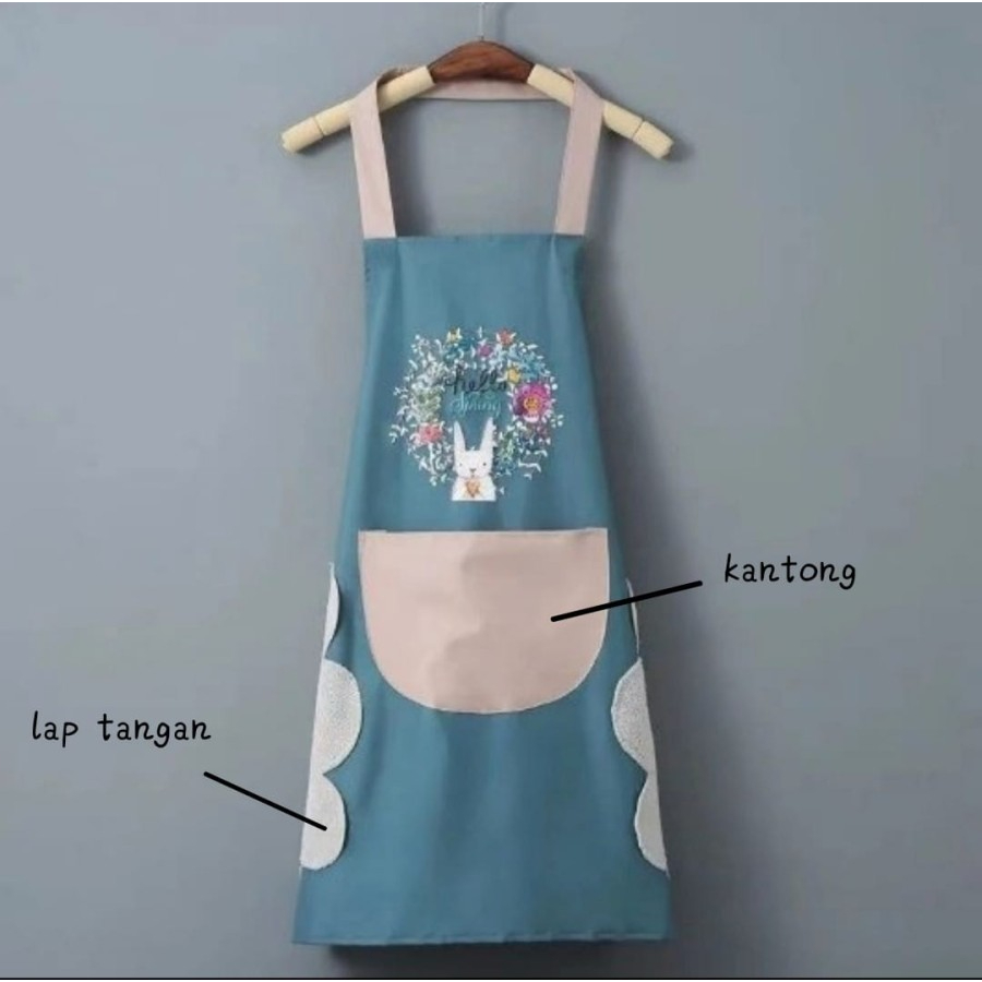 C16 Celemek Masak Apron Dapur Anti Air Minyak bisa Lap Tangan PREMIUM / KELINCI / RUSA / BEAR