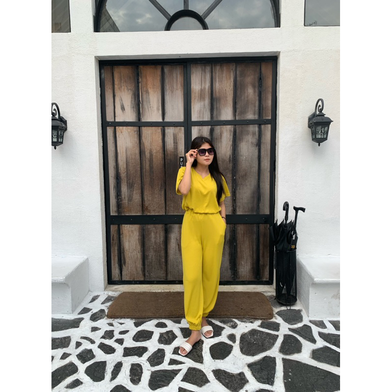 AVE - Clery set knit polos vneck celana jogger