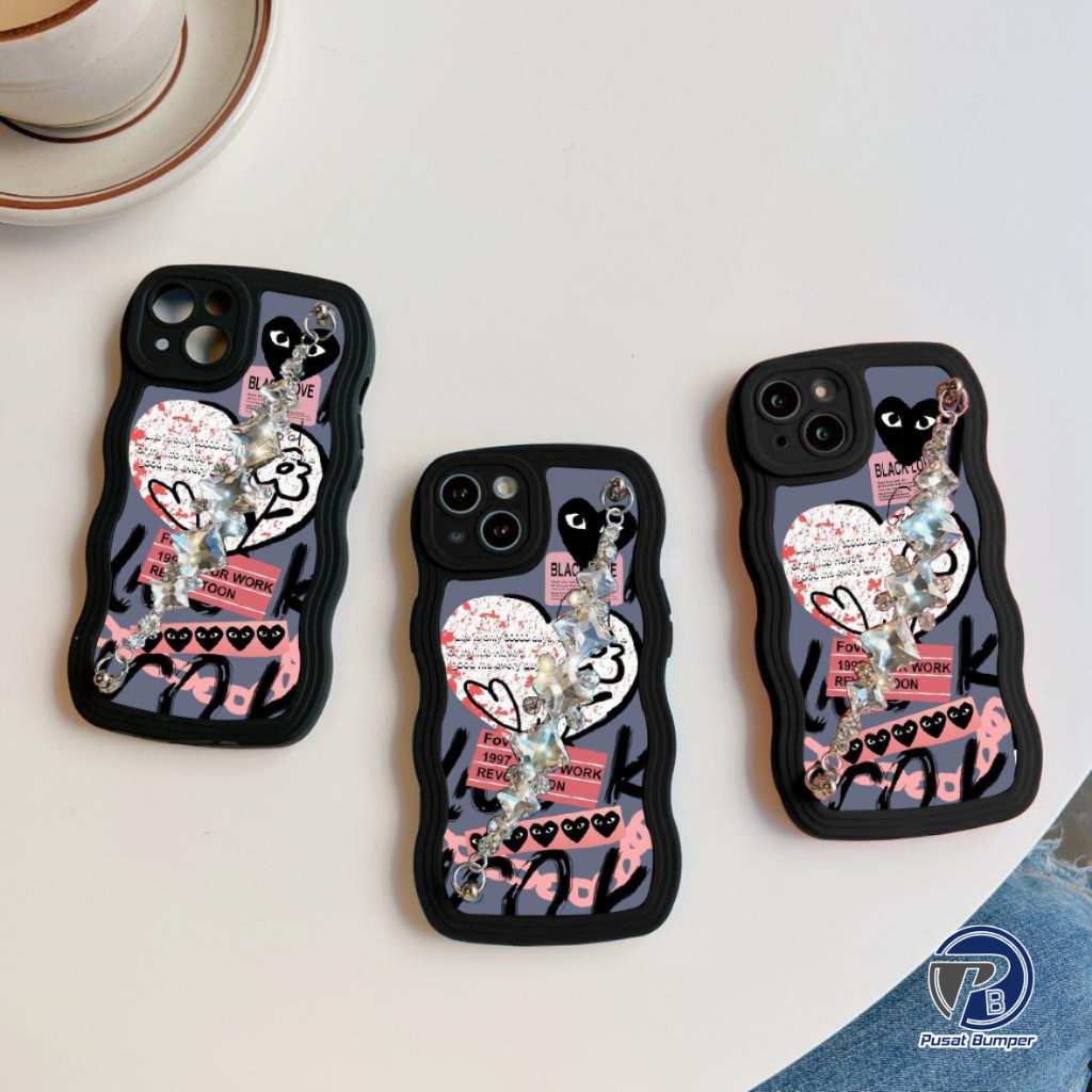 GC34 GC43 CASE CASING SOFTCASE SILIKON WAVY WAVE CARACTER RANTAI DIAMOND GRIP FOR IPHONE 6 6+ 7 8 7+