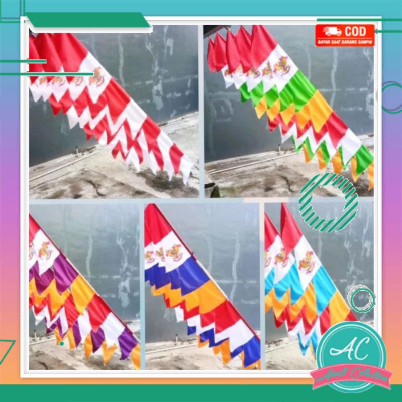 [Besar 270cm] Bendera Umbul Umbul Gergaji Agustusan Garuda 8 Mata Gelombang 2,7m Besar