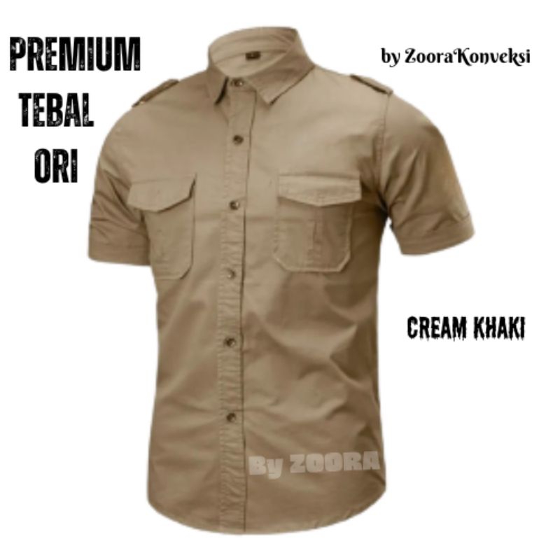 [PROMO SPECIAL] Kemeja Tactical Pria Slimfit Antimainstream Polos Lengan Pendek Kualitas Premium Ker