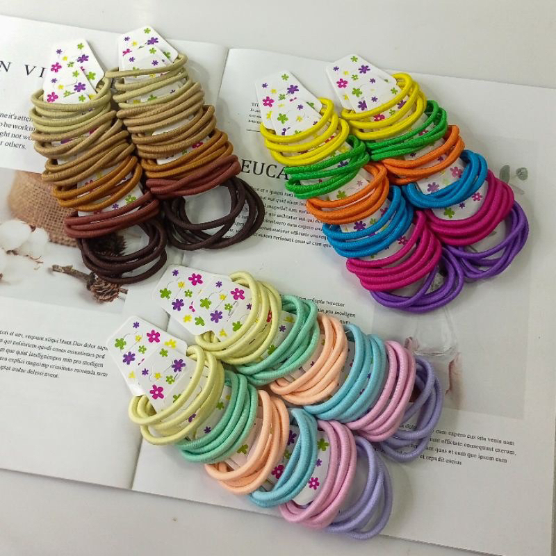 Ikat Rambut Cacing Card Isi 4Pcs / Karet Cacing Warna Per Card