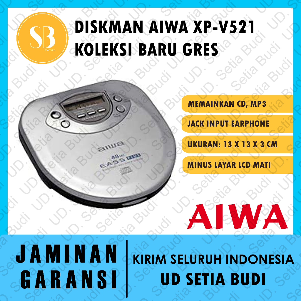 Diskman CD Aiwa XP-V521 MP3 Player Koleksi Baru Gres