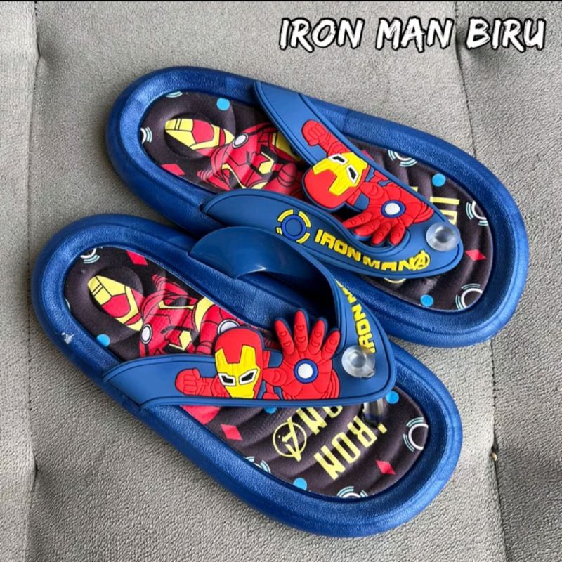 Sandal import anak Laki Sandal jepit Iron-Man Sendal karet anak 2-10thn(24-35) Sendal karet premium