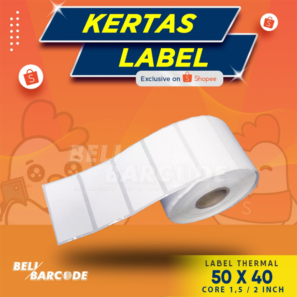 Stiker Label Timbangan 50x40mm Thermal 1 Line isi 450 Pcs