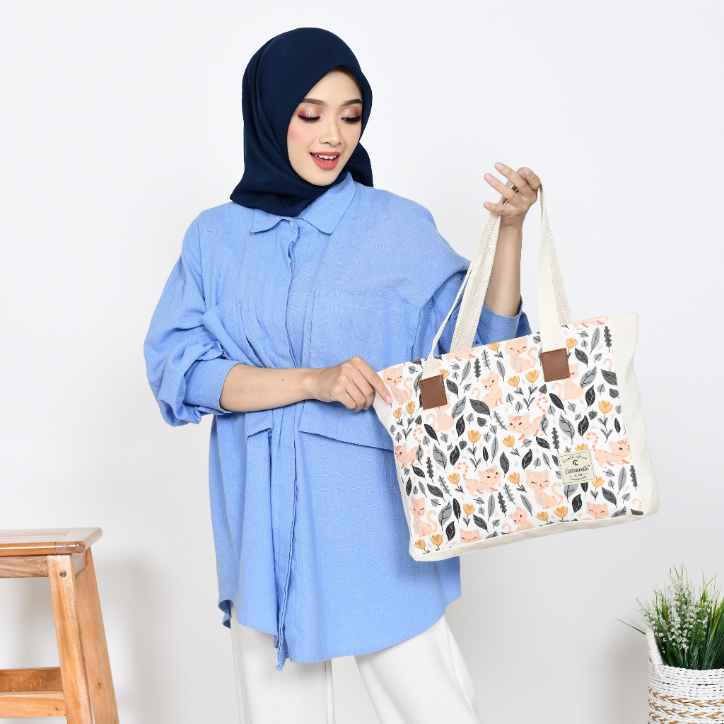 Tas Kanvas Totebag Custom Resleting Untuk Kuliah Belanja Seminar Souvenir Bisa Custom Sablon