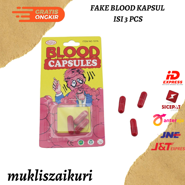 ✨TERBARU✔️ Fake Blood 3pc capsule bubuk palsu hallowen - fake blood capsule kapsul Mainan Lelucon Ha