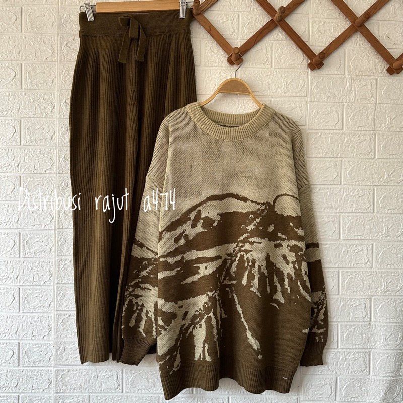 BROMO SWEATER RAJUT OVERSIZE MOTIF GUNUNG ATASAN RAJUT PRIA WANITA LENGAN PANJANG