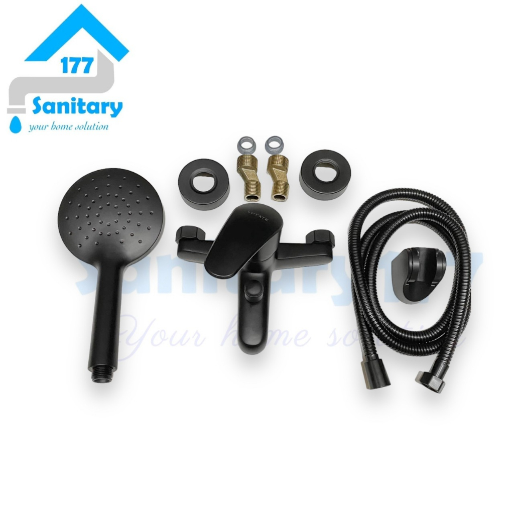 Kran panas dingin bathtub set HITAM 1008H-keran air shower black matte bakip stenlis stainless mixer hot cold