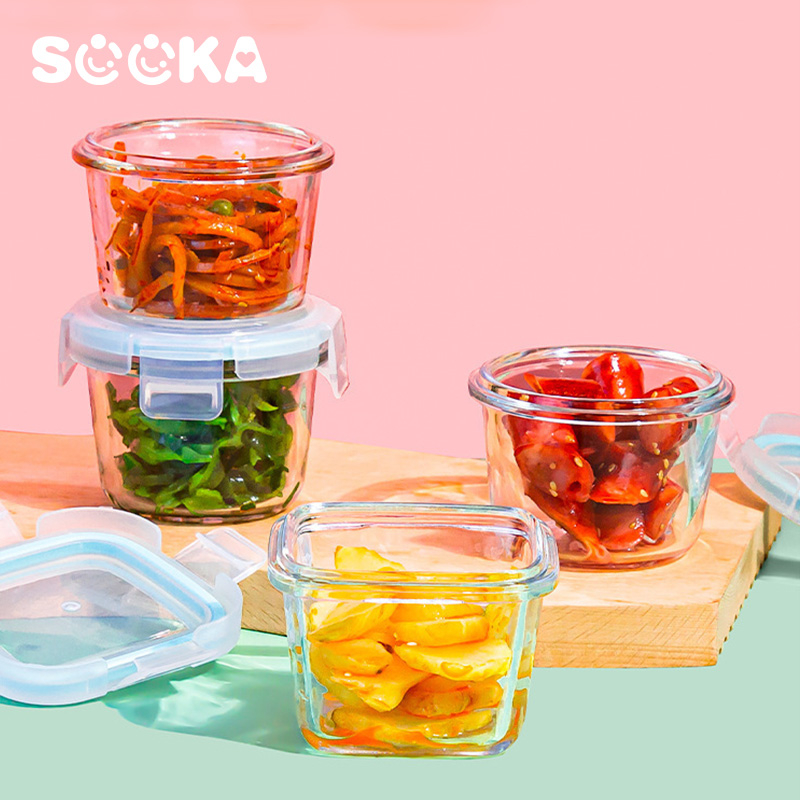 Sooka Tempat Mpasi Kotak Kontainer Kaca Wadah Mpasi Kaca Penyimpanan Mpasi Glass Baby Food Container Ukuran 130/160ml SK-ECA1147