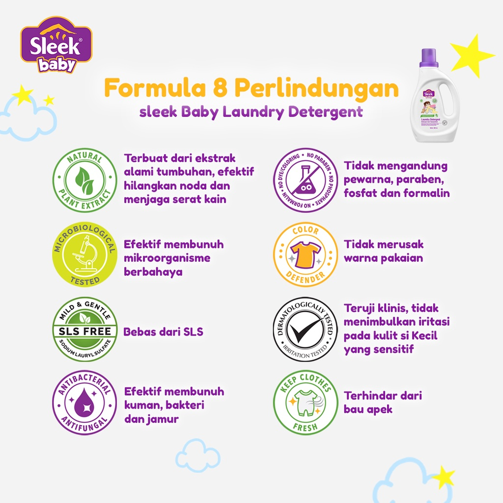 [BPOM] Sleek Laundry Detergent Isi 500ml / Sleek Baby Detergen Sabun Cuci Baju / Kino / MY MOM