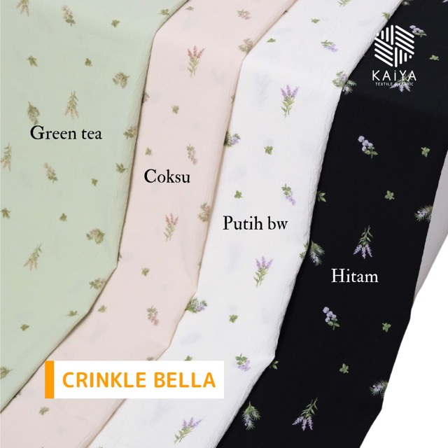 Premium Bahan Kain Crinkle Cringkle Kringkel Youryu Motif Bella Kaiya Textile Fabric Per 0,5 Meter